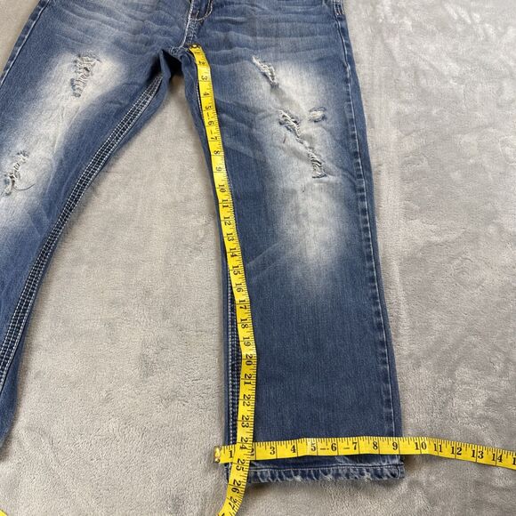 CJ Black Jeans Men 28x26* Blue Straight Relaxed Fit Distressed Denim Pants - Picture 3 of 7